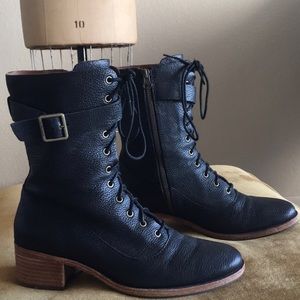 Black Leather Kork Ease Boots
